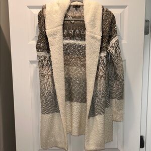 Elegant Cream and Brown Women's Cardigan